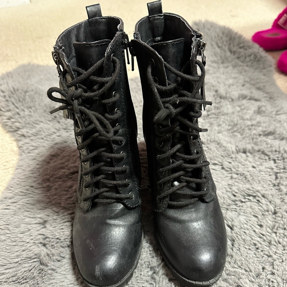 High heel combat boots